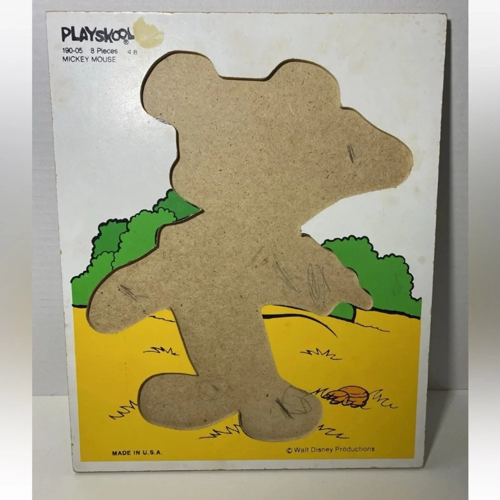 Vintage Playskool Wooden Puzzle Disney Mickey Mouse & Goofy Lot Of 2 From 1980s‎